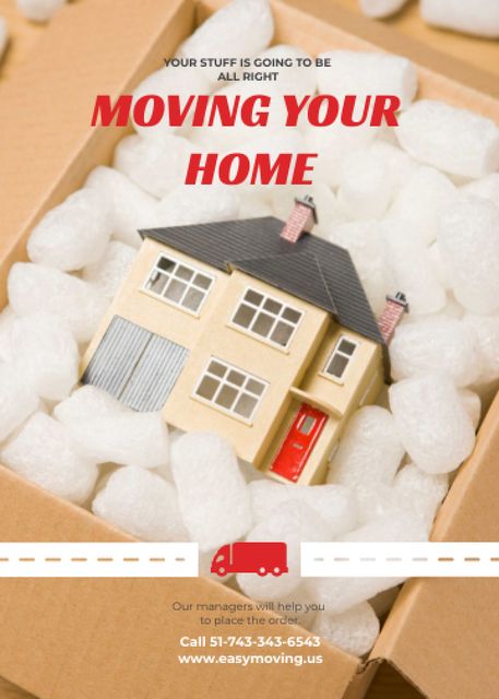 Home Moving Service Ad House Model in Box Flayer Design Template