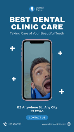 Modèle de visuel Annonce de la meilleure clinique dentaire - Instagram Video Story