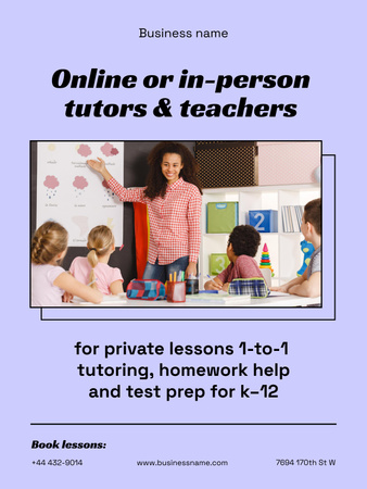 Online Tutoring Services Offer with Pupils Poster 36x48inデザインテンプレート