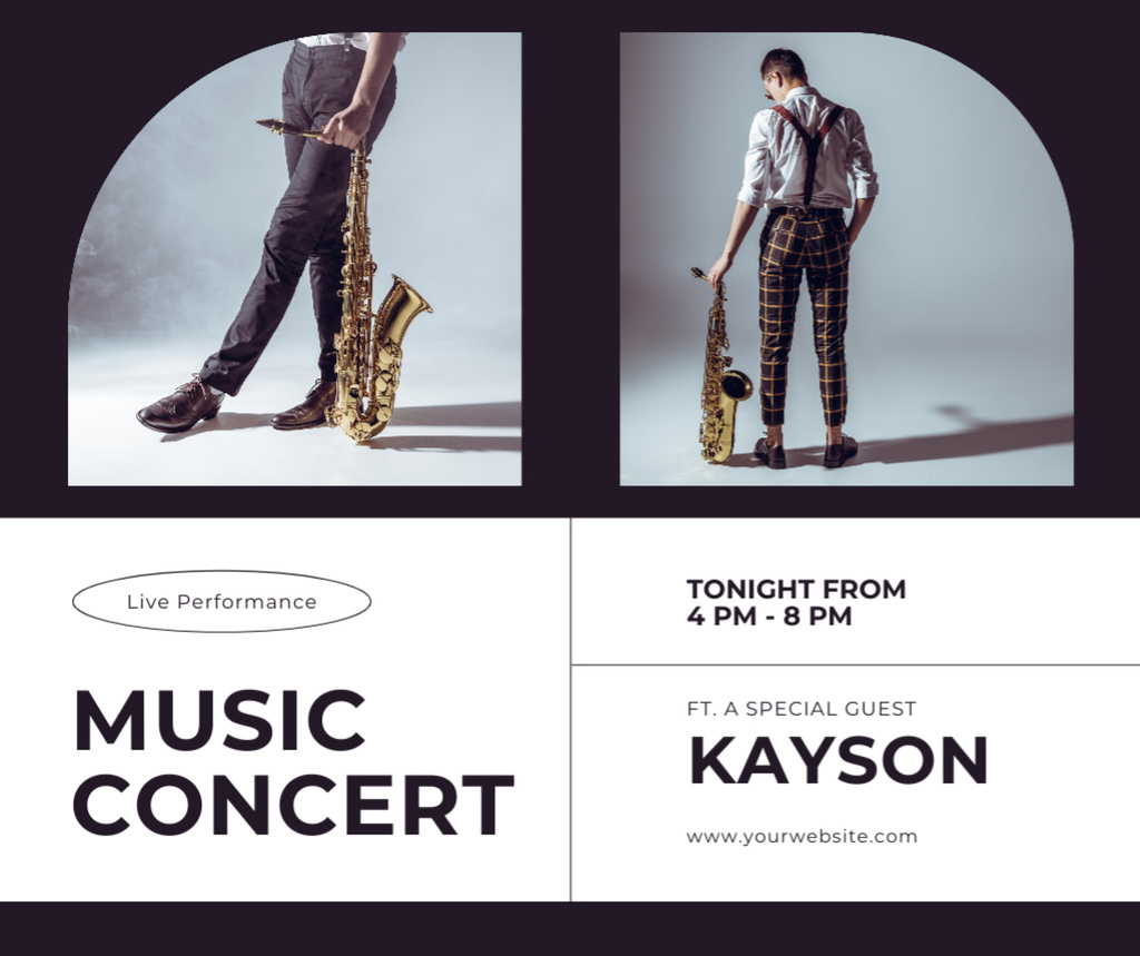 Ontwerpsjabloon van Facebook van Collage with Concert Announcement