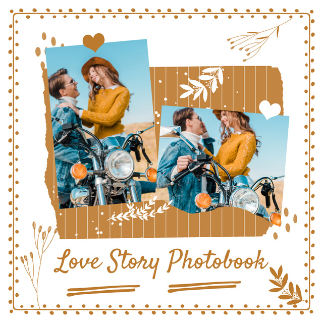 Photo of Couple in Love on Motorcycle Photo Book Design Template