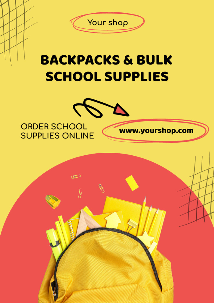 Back to School Special Offer of Supplies and Backpacks Poster A3 Modelo de Design