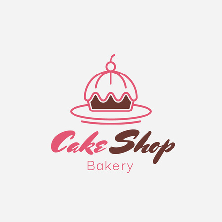 Bakery Emblem with Cake Logo Design Template