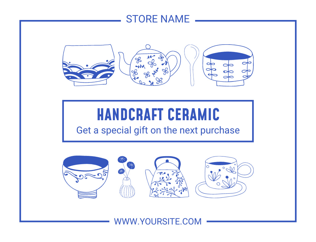 Designvorlage Handcrafted Ceramic Kitchenware für Thank You Card 5.5x4in Horizontal