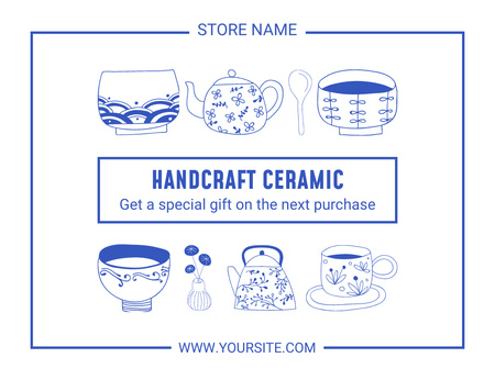 Designvorlage Handgefertigtes Küchengeschirr aus Keramik für Thank You Card 5.5x4in Horizontal