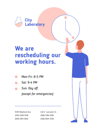 Template di design Riprogrammazione dell'orario di lavoro in quarantena COVID-19 Poster 8.5x11in