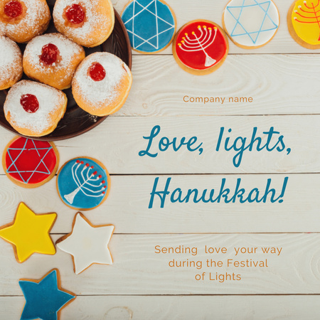 Festival of Lights Greeting with Donuts And Biscuits Instagram Design Template