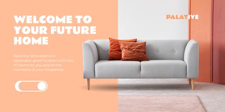 Új otthonok ajánlat minimalista bútorokkal Twitter tervezősablon