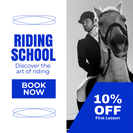 Horse Riding School Offer With Booking And Discount Instagram AD Design Template