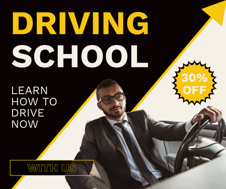 Learning How To Drive In School With Discounts Offer Facebook Modelo de Design