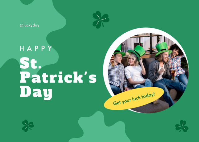 Designvorlage Holiday Congrats for St. Patrick's Day With Happy People für Postcard 5x7in