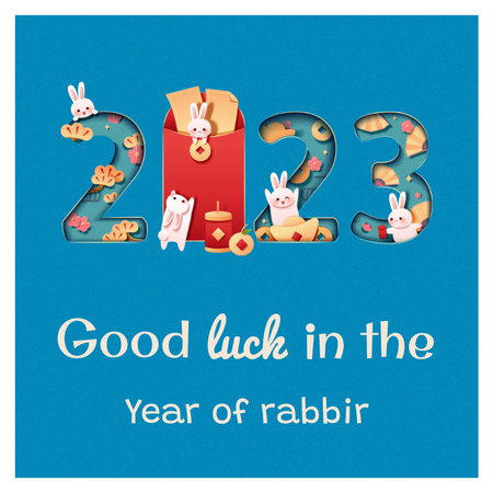 Szablon projektu Pozdrowienia z chińskiego nowego roku z królikami Instagram