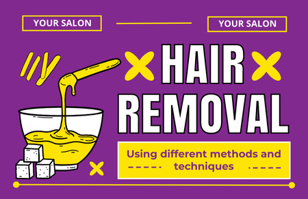 Various Hair Removal Techniques Services In Salon Offer Business Card 85x55mm Design Template