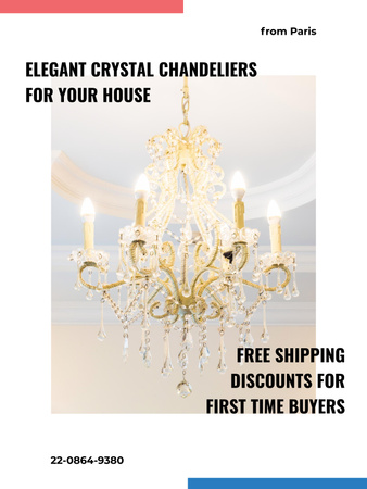 Elegant crystal Chandelier offer Poster 36x48in Design Template