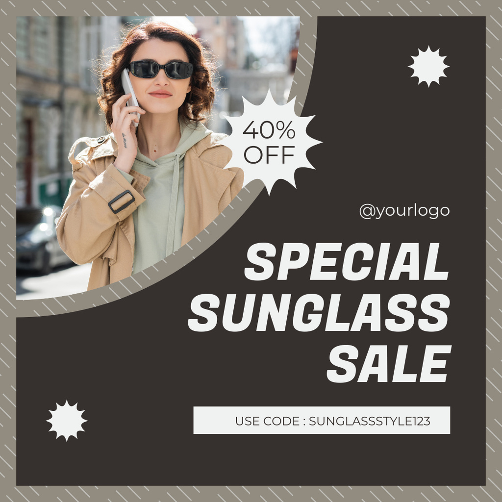 Ontwerpsjabloon van Instagram van Special Promo of Sunglasses Sale