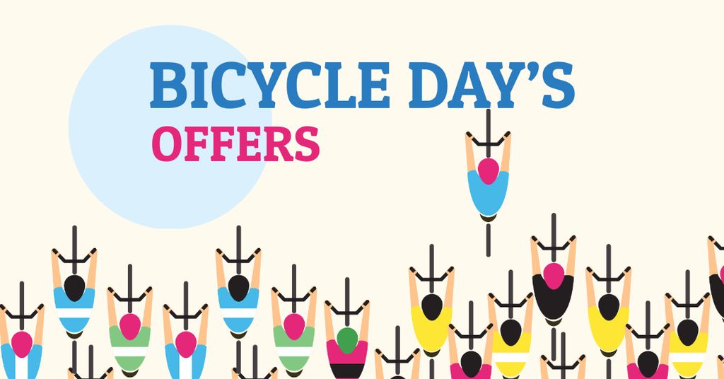 Ontwerpsjabloon van Facebook AD van Bicycle Day Offer with Cyclists