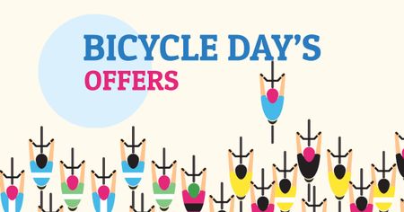 Bicycle Day Offer with Cyclists Facebook AD Design Template