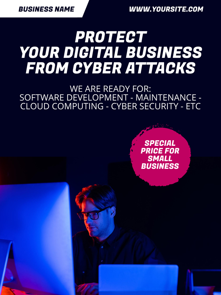 Digital Business Protection Services Offer Poster US Tasarım Şablonu