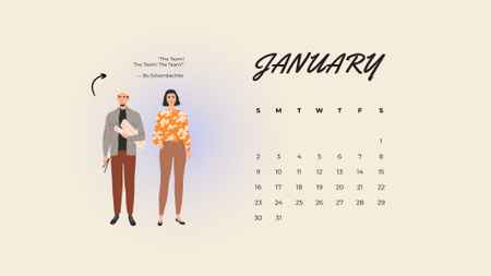 Businesspeople and Motivational Quotes Calendar Tasarım Şablonu