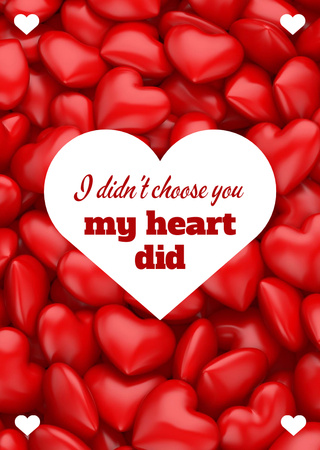 Love Valentine's Quote with Red Hearts Postcard A6 Vertical Šablona návrhu
