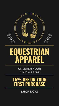 Chic Equestrian Apparel With Discount On Purchase Instagram Video Story Design Template