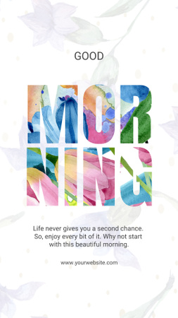 Colorful Floral Pattern Morning Greeting  Instagram Story Design Template