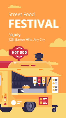Street Food Festival with Illustration of Food Truck Instagram Story Design Template