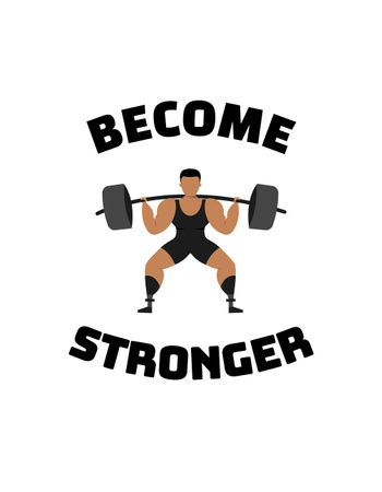 Strong Bodybuilder Lifts Heavy Barbell T-Shirt Design Template