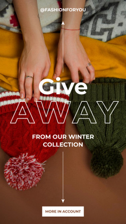 Modèle de visuel Announcement of Giveway Knitted Hats Winter Collection - Instagram Story