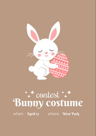 Easter Holiday with Cute Bunny Flyer A7 Design Template