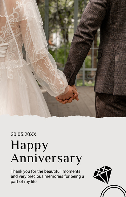 Happy Anniversary with Wedding Photography Invitation 4.6x7.2in Tasarım Şablonu