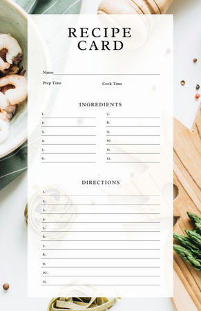 Peas and Raw Pasta Illustration Recipe Card – шаблон для дизайну