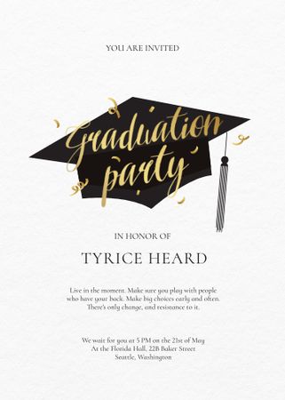 Graduation Party Celebration Announcement Invitation Modelo de Design