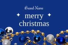 Christmas Greeting with Beautiful Blue and Golden Decoration