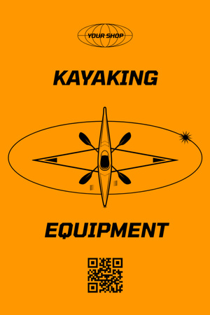 Kayaking Equipment Sale Offer in Orange Postcard 4x6in Vertical Design Template