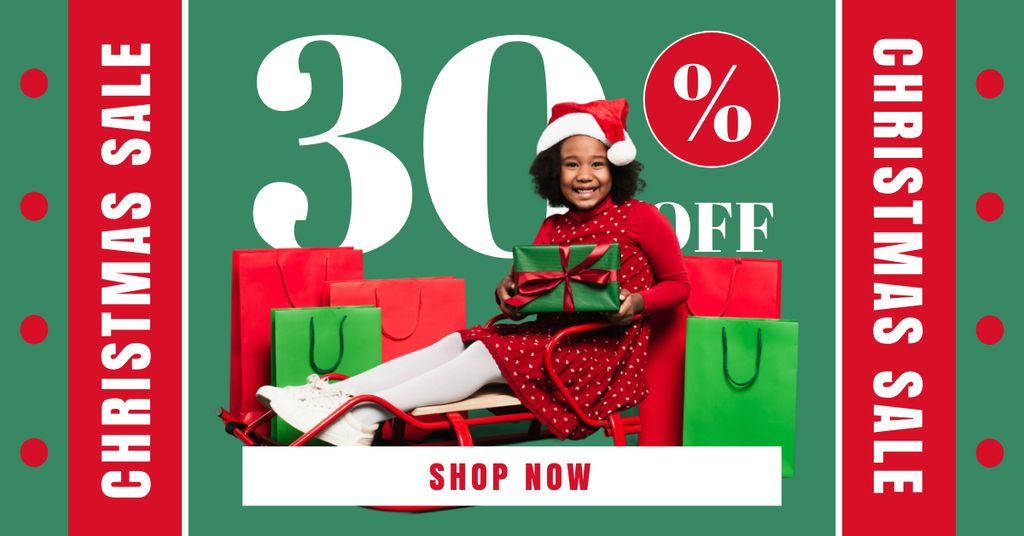 Modèle de visuel Happy Kid with Presents for Christmas Offer - Facebook AD