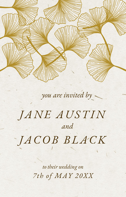 Wedding Day Announcement With Yellow Flowers Illustration Invitation 4.6x7.2in Design Template
