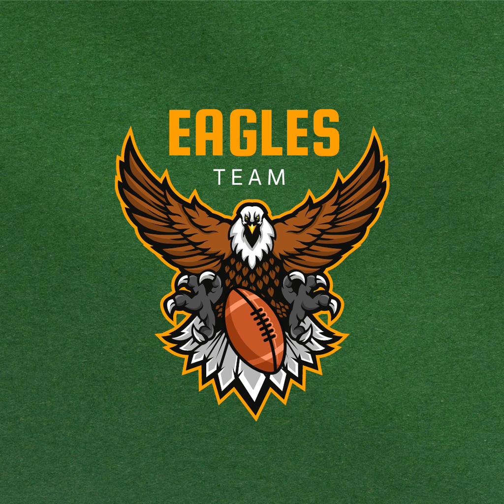 Sport Team Emblem with Eagle Logo 1080x1080px tervezősablon