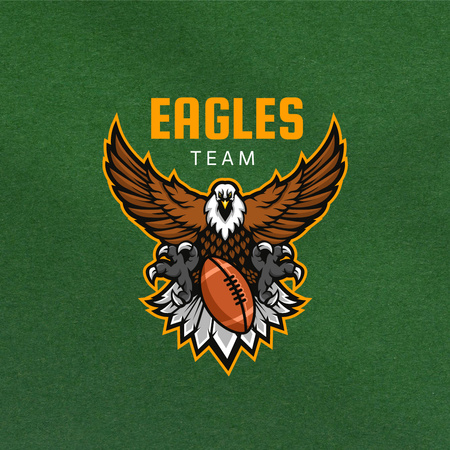 Sport Team Emblem with Eagle Logo 1080x1080pxデザインテンプレート
