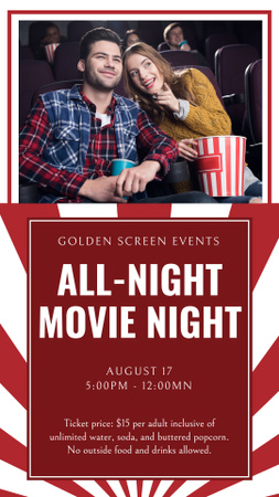 Movie Night with Couple Watching  Instagram Story Design Template