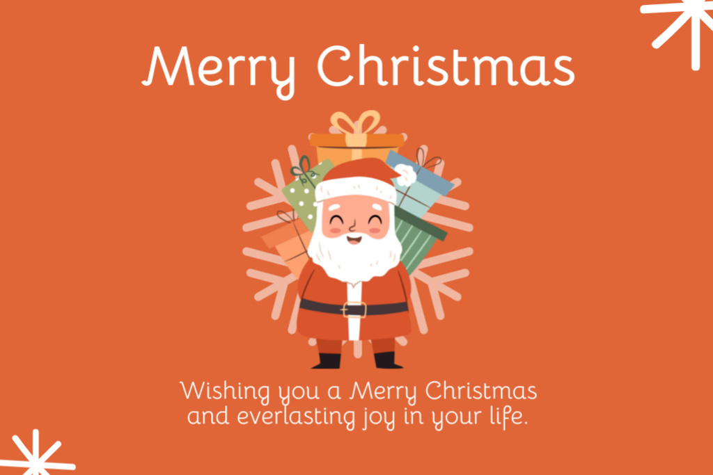 Christmas Wishes With Smiling Santa Postcard 4x6in Πρότυπο σχεδίασης