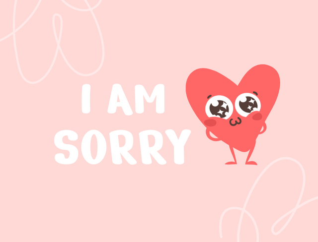 Apology Phrase With Illustrated Heart Postcard 4.2x5.5in Design Template