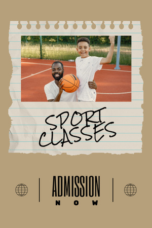 Sports Class Offer with Black Man and Boy Postcard 4x6in Vertical Design Template