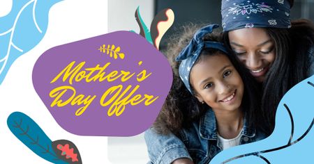 Mother's Day Offer with Mother hugging Child Facebook AD Design Template