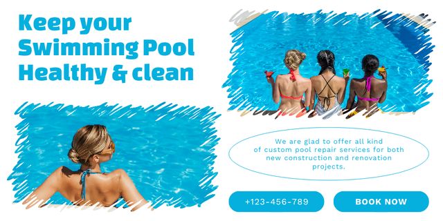 Keep Your Outdoor Swimming Pool Clean Twitter Design Template