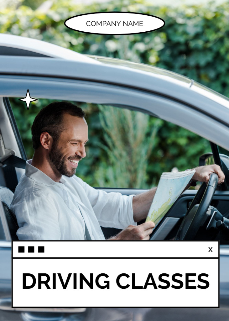 Template di design Confidence-boosting Driving Classes Promotion In White Flayer