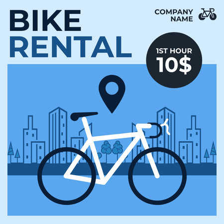 Modèle de visuel Offre de location de vélos de ville sur bleu - Instagram AD