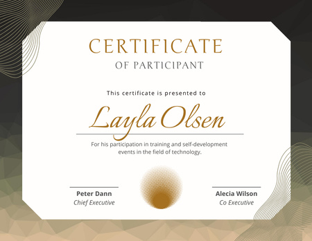 Employee Participation Certificate on Professional Development Certificate Tasarım Şablonu