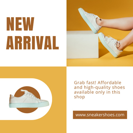 Beyaz Spor Ayakkabı Promosyonunun Yeni Gelişi Instagram Tasarım Şablonu