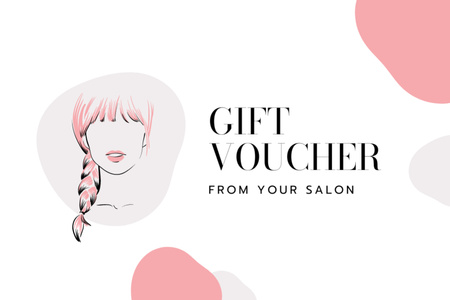 Beauty Salon Ad with Woman with Pigtail Gift Certificate Design Template